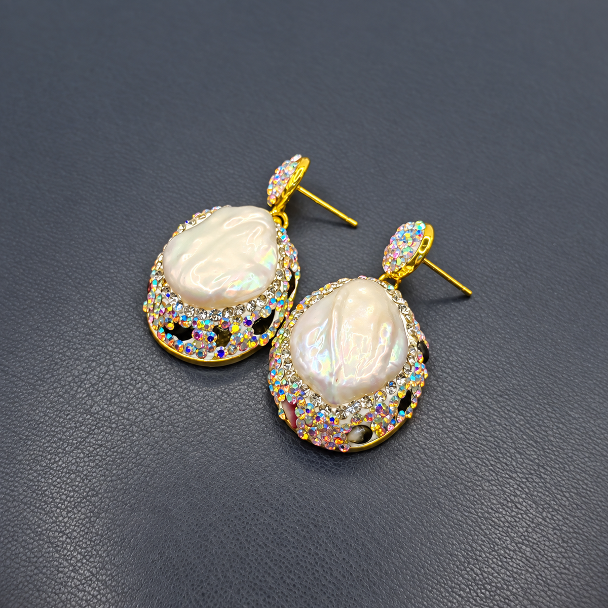 Baroque Pearl 4-Piece Jewelry Set – Necklace, Cuff Bracelet, Ring & Earrings