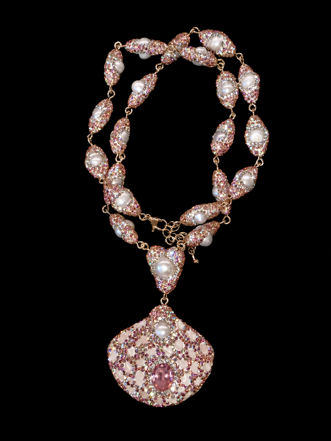 Natural Baroque Pearl Rhinestone‑Inlaid Crystal & Natural Stone 4‑Piece Jewelry Set